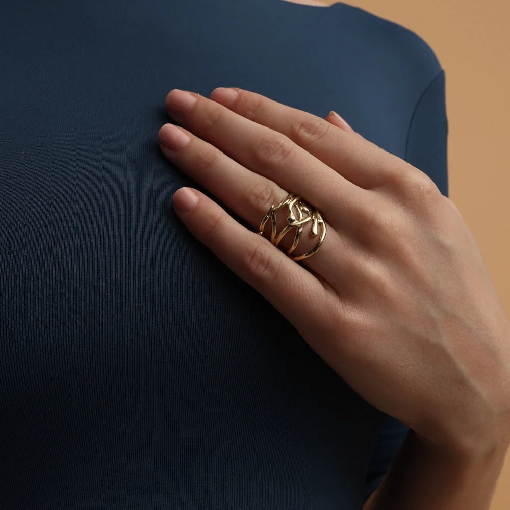 Foggy Ring by Kalliope Jewelry in Brass