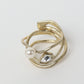 Gleam Swirly Ring by Kalliope Jewelry in Creamrose Light Pearl/White Crystal