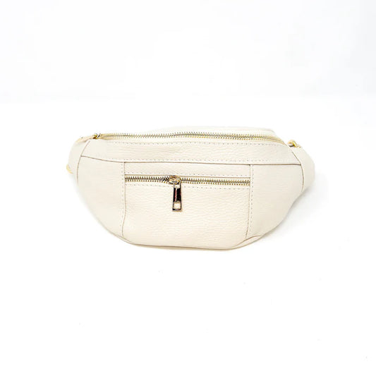 Leather Crossbody Fanny Pack by German Fuentes in Ivory