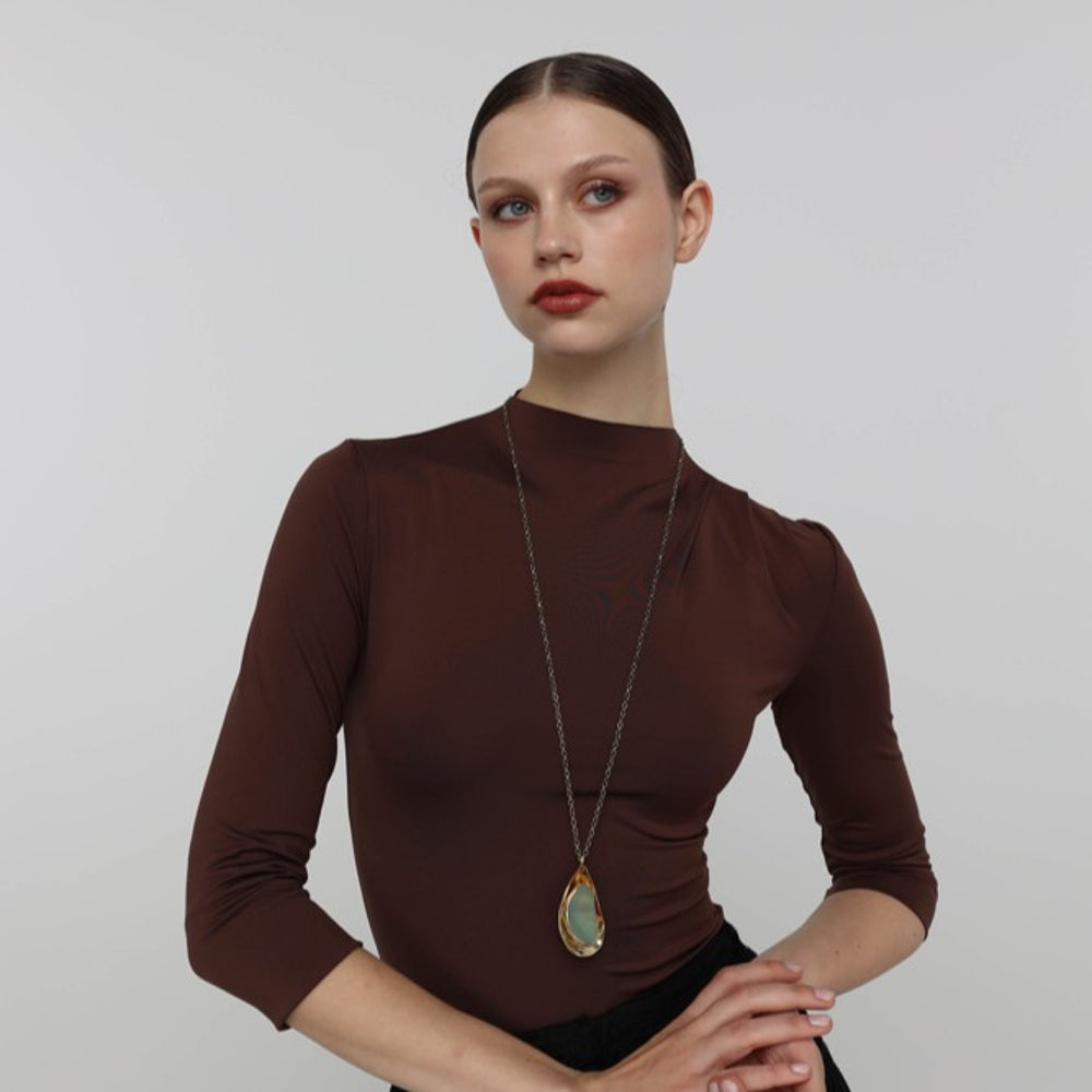Necklace by Kalliope Jewelry in Aqua Resin