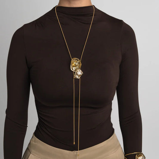Lonng Lore Necklace by Kalliope Jewelry in Creamrose Light Pearl