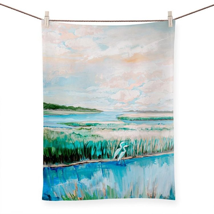 Serene Marsh Tea Towel by Greenbox Art
