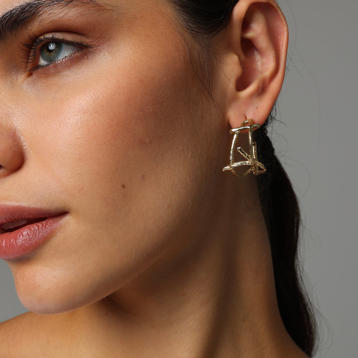 Japan Small Hoop Earrings by Kalliope Jewelry in Brass