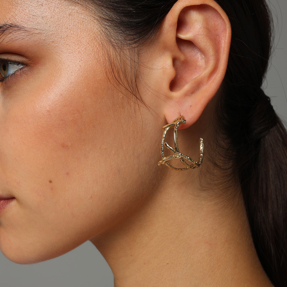 Japan Small Hoop Earrings by Kalliope Jewelry in Brass