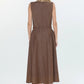 Bruni Topstitched Denim Effect Midi Dress by Ciebon in Brown