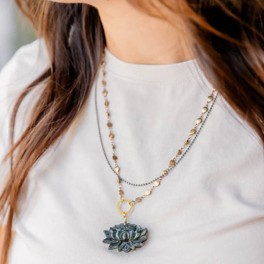 Gemstone Lotus Necklace by Santore Jewelry