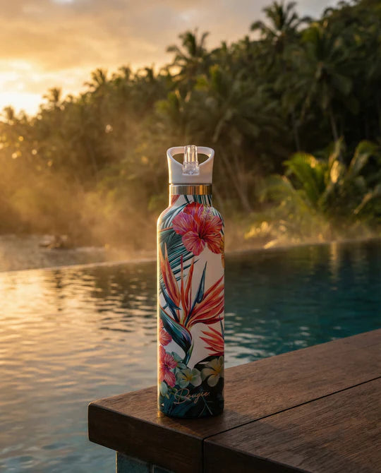 Hibiscus 25oz Insulated Flask Water Bottle by My Bougie Bottle