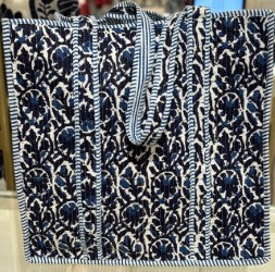 XL Quilted Tote Bag by Queens Designs in Navy & White