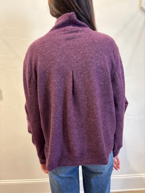 Mock Neck Pleated Sleeves Top by Nally & Millie in Purple