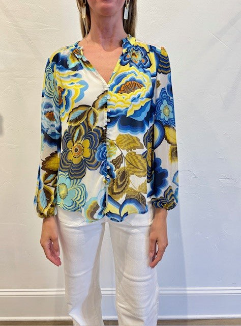 Top by Olive Hill in Blue/Gold