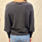 Lincoln Slash Neck Batwing Knit Sweater by Suzy D London in Jet Black