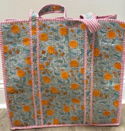 XL Quilted Tote Bag by Queens Designs in Sage & Orange
