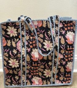 XL Quilted Tote Bag by Queens Designs in Grey & Pink