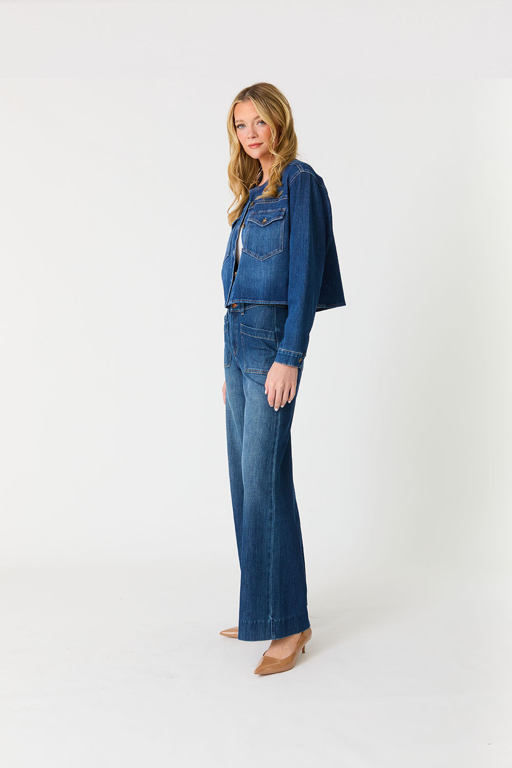 Maeve Denim Pant by Level 99 in Pool Blue