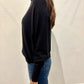 Lincoln Slash Neck Batwing Knit Sweater by Suzy D London in Jet Black