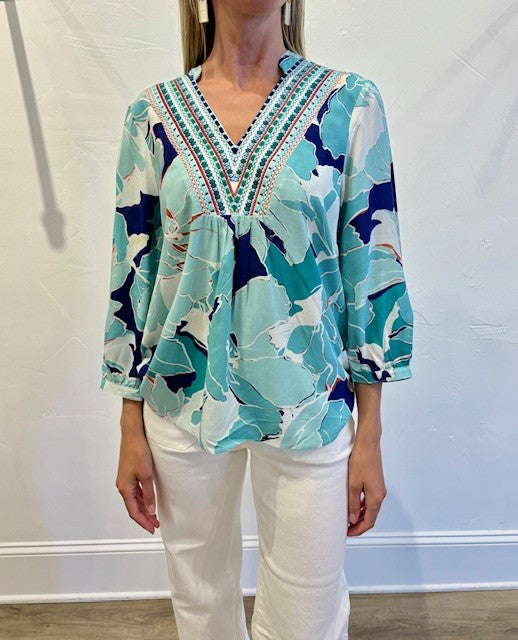Top by Olive Hill in Blue/White