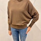 Lincoln Slash Neck Batwing Knit Sweater by Suzy D London in Dusty Brown