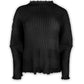 Iris Lettuce Edge Stripe Top by Wild Cosmos in Black