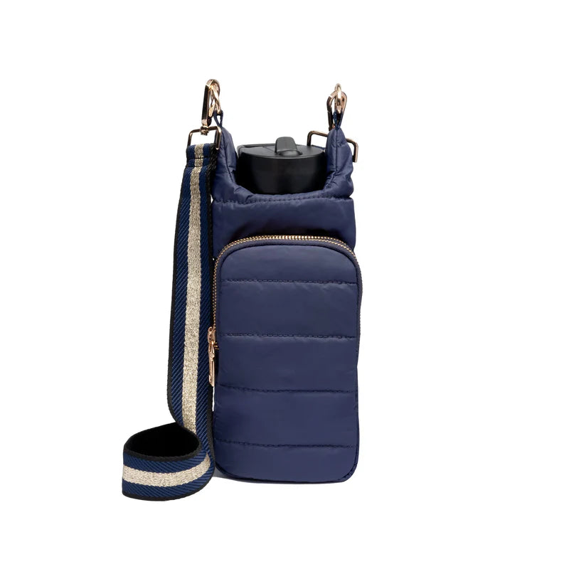 Matte Hydrobag with Navy/Gold Strap by Wanderfull in Navy Blue