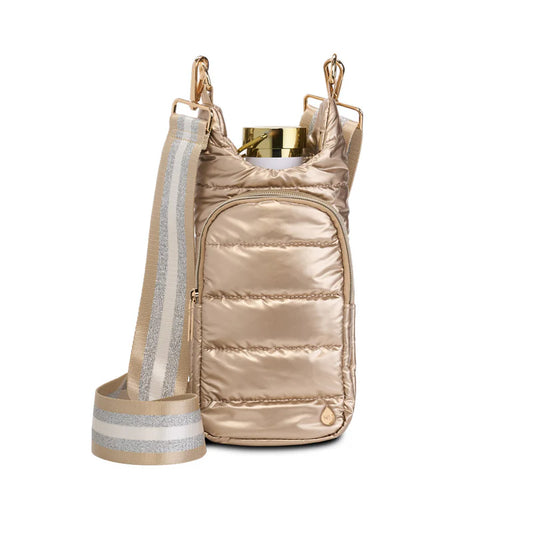 Glossy Hydrobag by WanderFull in Gold with Striped Strap