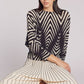 Lisa Chevron Print Top by Wild Cosmos in Black / Vanilla