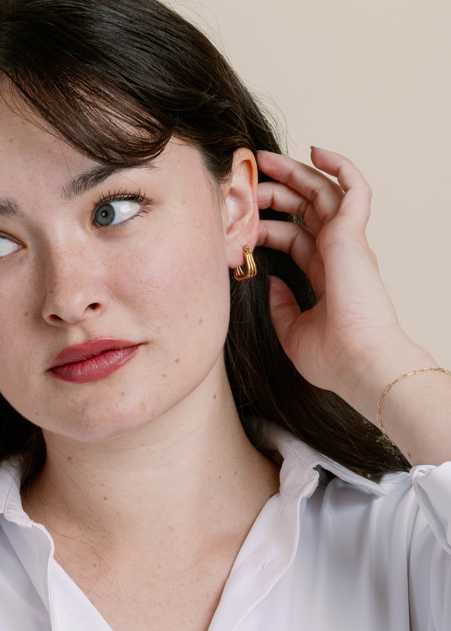 Hollow Earring by Vincent Jewelry in Gold