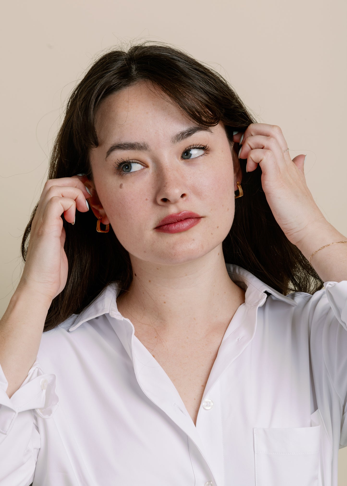 Hollow Earring by Vincent Jewelry in Gold