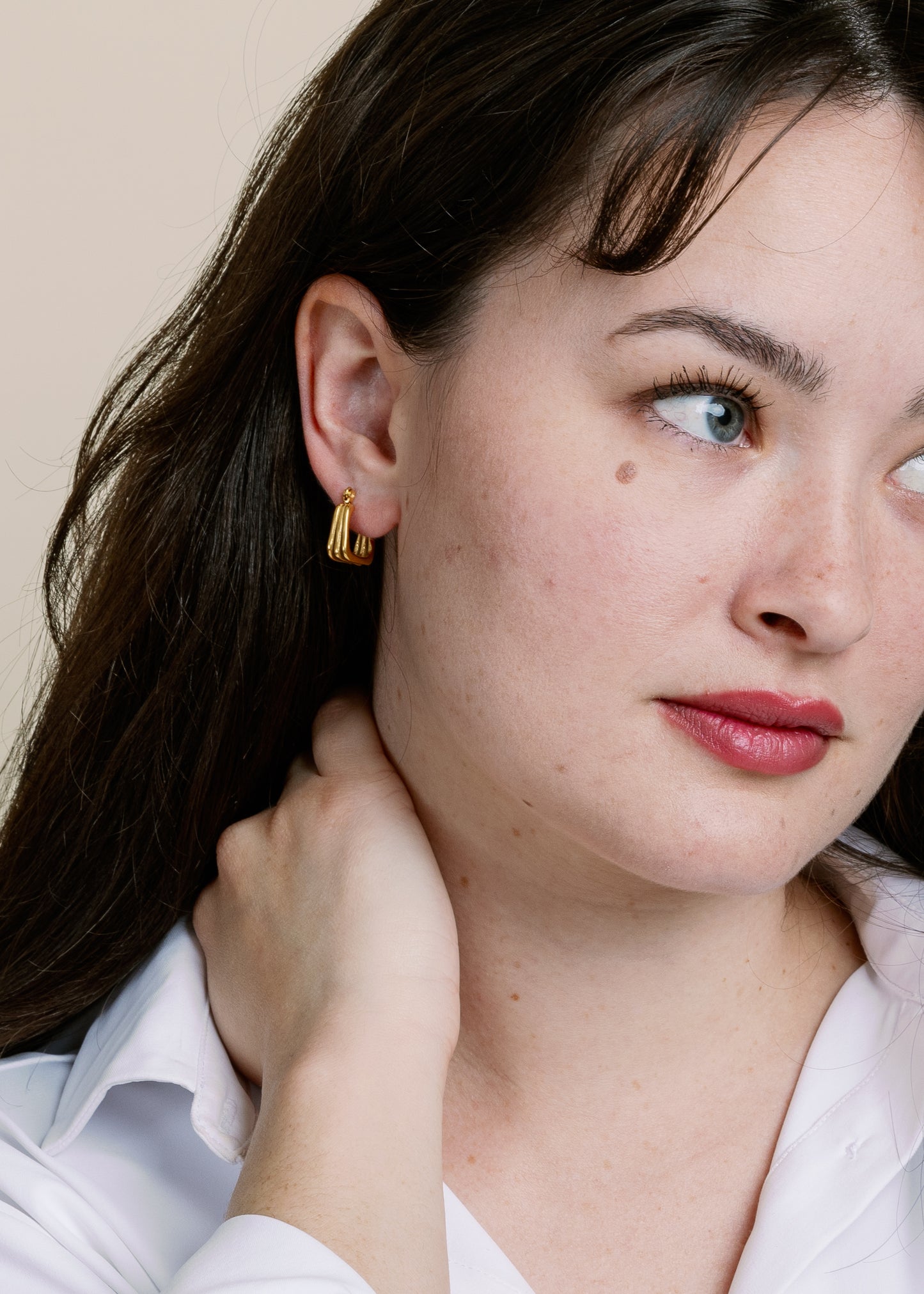 Hollow Earring by Vincent Jewelry in Gold