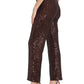 Clean Waistline Sequin Pull on Pant by Muse in Chocolate