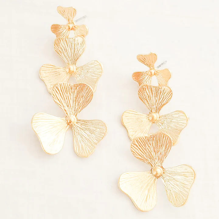 The Poppy Luxe Triple Flower Drop Stud by Virtue Jewelry