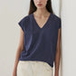 Short Sleeve Iconic Sublime V-Neck Dolman Tee by Patrick Assaraf in Mood Indigo