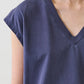 Short Sleeve Iconic Sublime V-Neck Dolman Tee by Patrick Assaraf in Mood Indigo