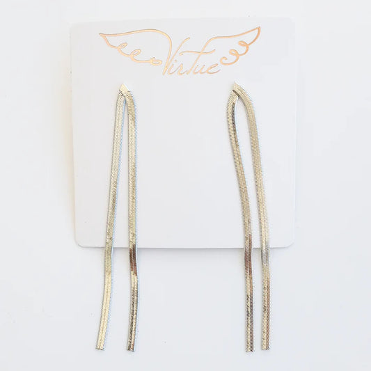Snake Fringe Earrings by Virtue in Silver