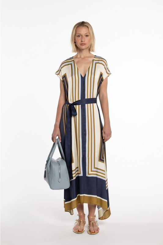 Printed Satin Dress by Naulover in Marino
