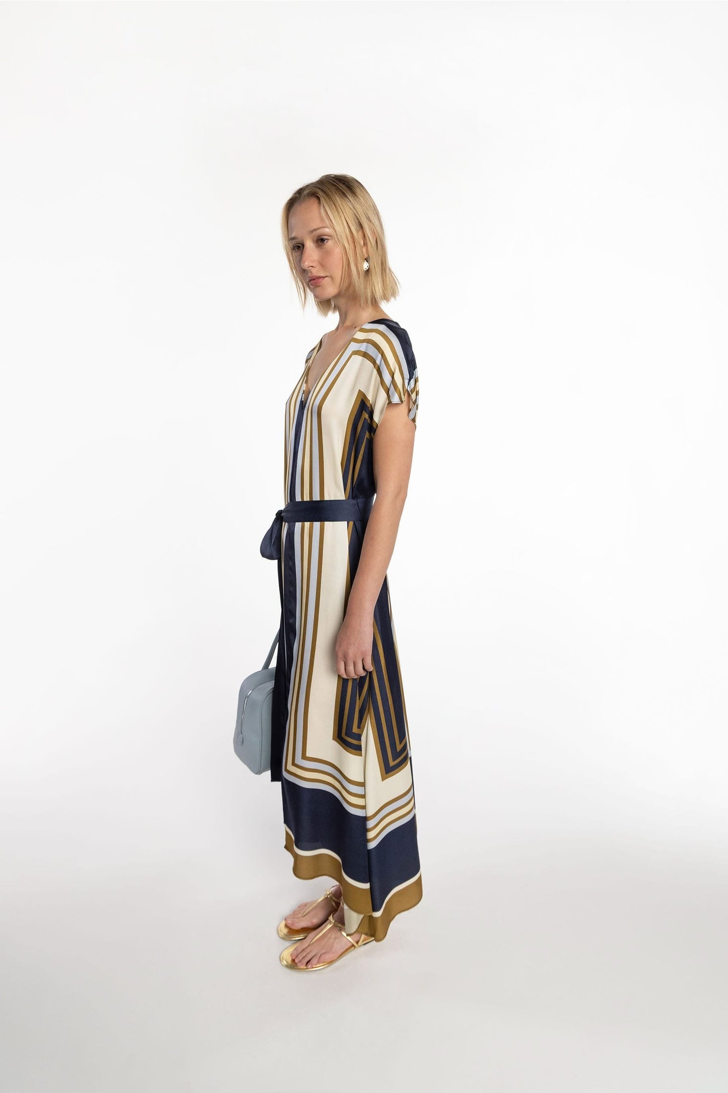 Printed Satin Dress by Naulover in Marino