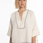 Linen Blouse by Naulover with Contrast Trim