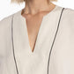 Linen Blouse by Naulover with Contrast Trim