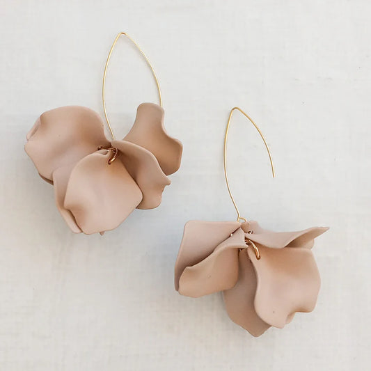 Hyacinth Tiered Earring on Marquis Hook by Virtue Jewelry in Beige