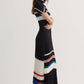 Peggy Stripe 3D Honeycomb Texture Top by Wild Cosmos in Black Mix
