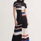 Peggy Stripe Pleated Skirt by Wild Cosmos in Black Mix