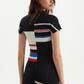 Peggy Stripe 3D Honeycomb Texture Top by Wild Cosmos in Black Mix