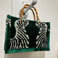 Dancing Zebras Small Silk Tote with Bamboo Handles by Wolf & Willa