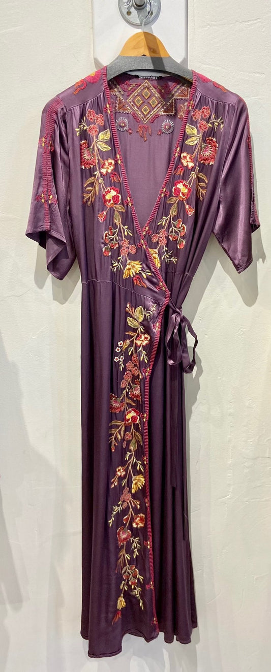 Lilith Wrap Dress by Johnny Was in Deep Plum