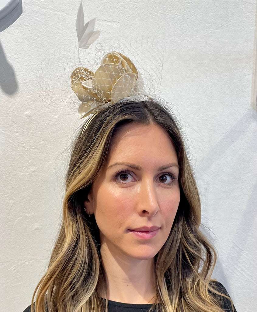 Erica Hb Hat by Christine A Moore Millinery in Ivory/Tan