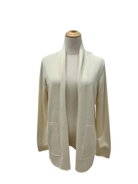 Open Front Long Sleeve Cardigan by Metric Knits in Ivory