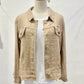 Fringe Hem Button Down Jacket by Milio Milano in Earth Beige