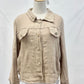 Fringe Hem Button Down Jacket by Milio Milano in Earth Beige