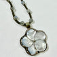 Mother Of Pearl flower in Tibetan Silver W/ Labradorite Strand by Paula Carvalho