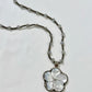 Mother Of Pearl flower in Tibetan Silver W/ Labradorite Strand by Paula Carvalho