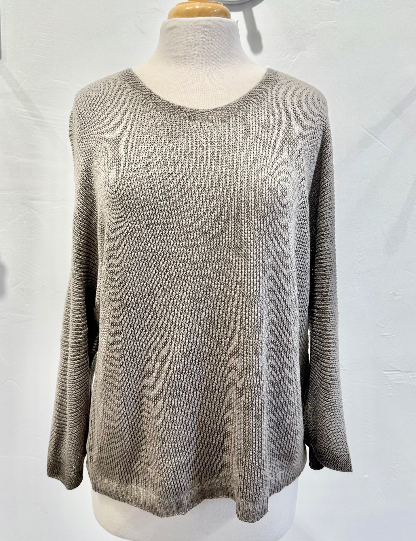 Crew Neck Loose Soft Knit Sweater by Milio Milano in Fango